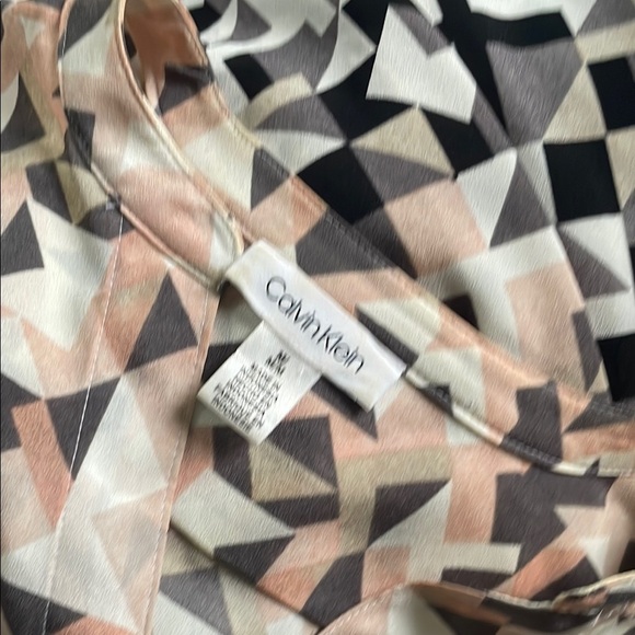 Calvin Klein Abstract Pattern vintage Blouse in Black, Cream, and Tan - Picture 5 of 5